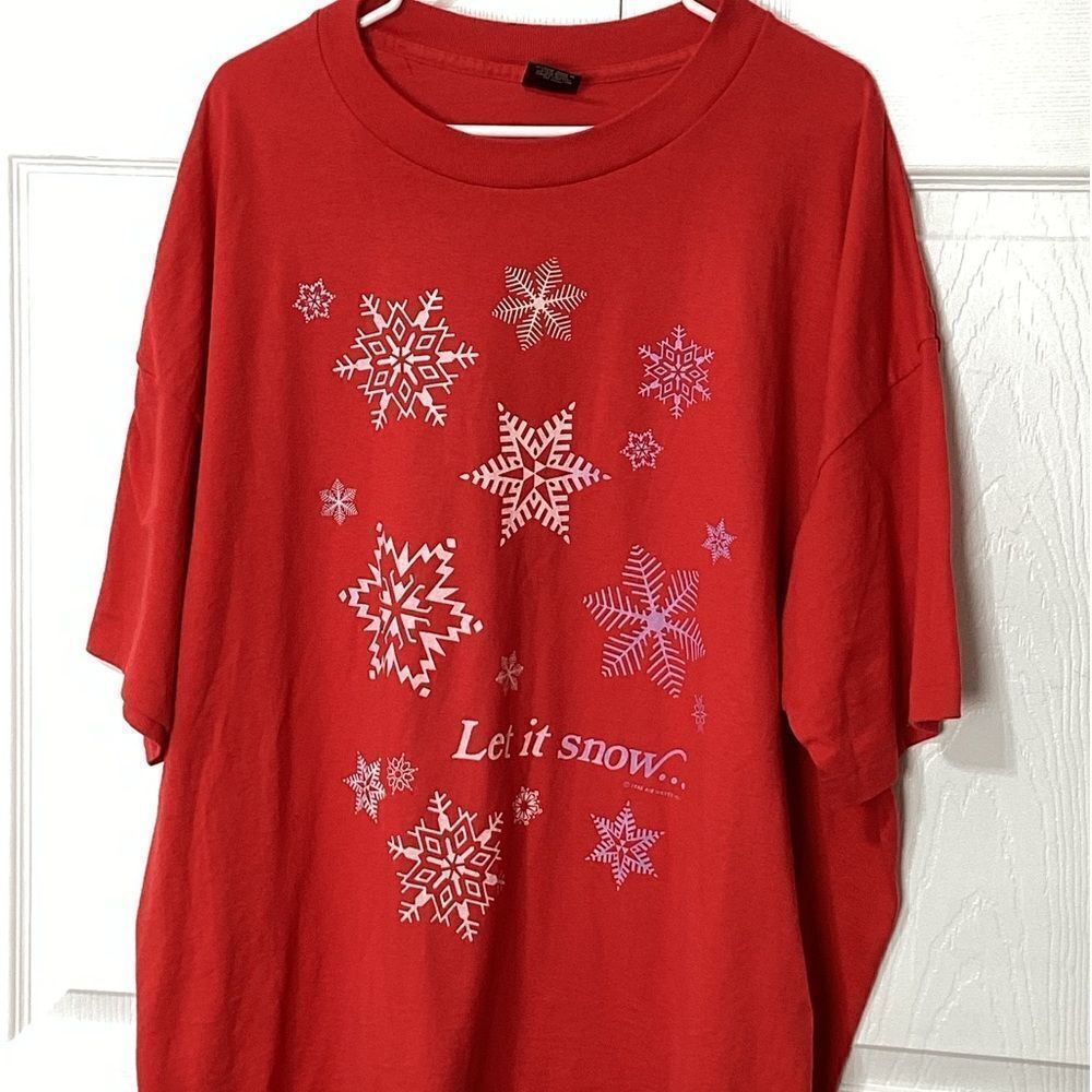 Vintage Platinum Plus T-shirt Christmas Let It Snow Single Stitch 4XL 1988